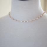 Pale Pink Wire Wrapped Freshwater Pearl Necklace - 16 Inches Length