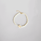 Mother-of-Pearl Daisy Flower Adjustable Gold Filled Bracelet