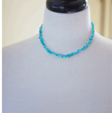 Aquamarine Gemstone Chip Necklace - 16 Inches in Length