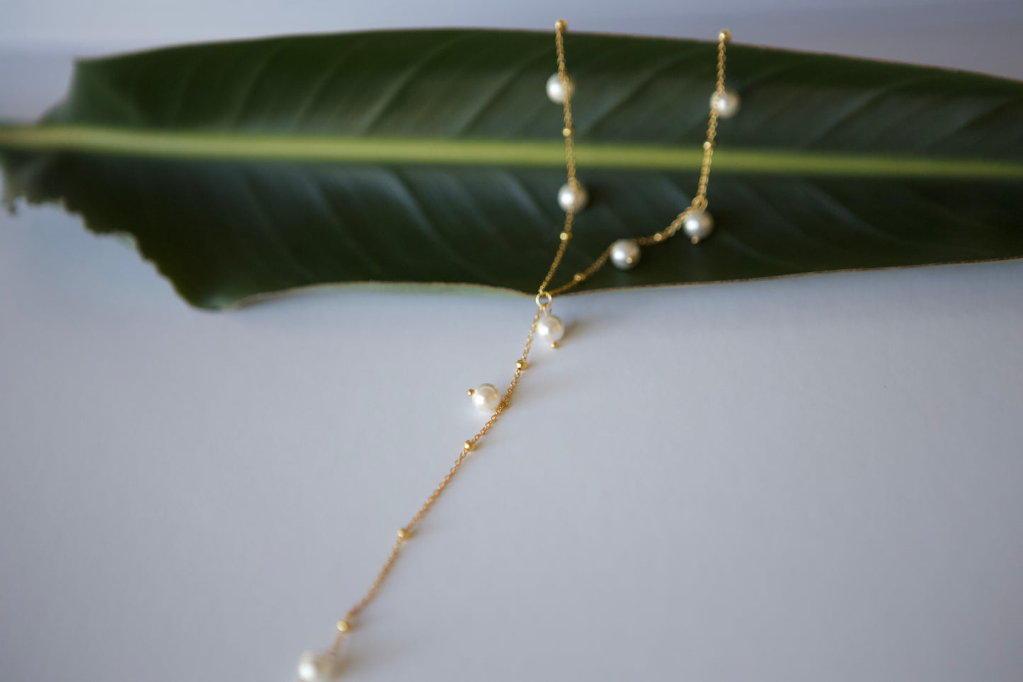 Pearl 18K Gold-Plated Lariat Adjustable Necklace