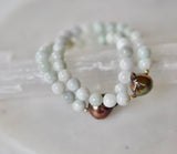 Jade and Freshwater Peacock Pearl Stretch Bracelet