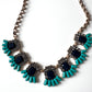 Vintage Gold Tone Blur and Grey rhinestone statement Necklace
