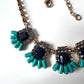 Vintage Gold Tone Blur and Grey rhinestone statement Necklace
