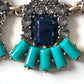 Vintage Gold Tone Blur and Grey rhinestone statement Necklace