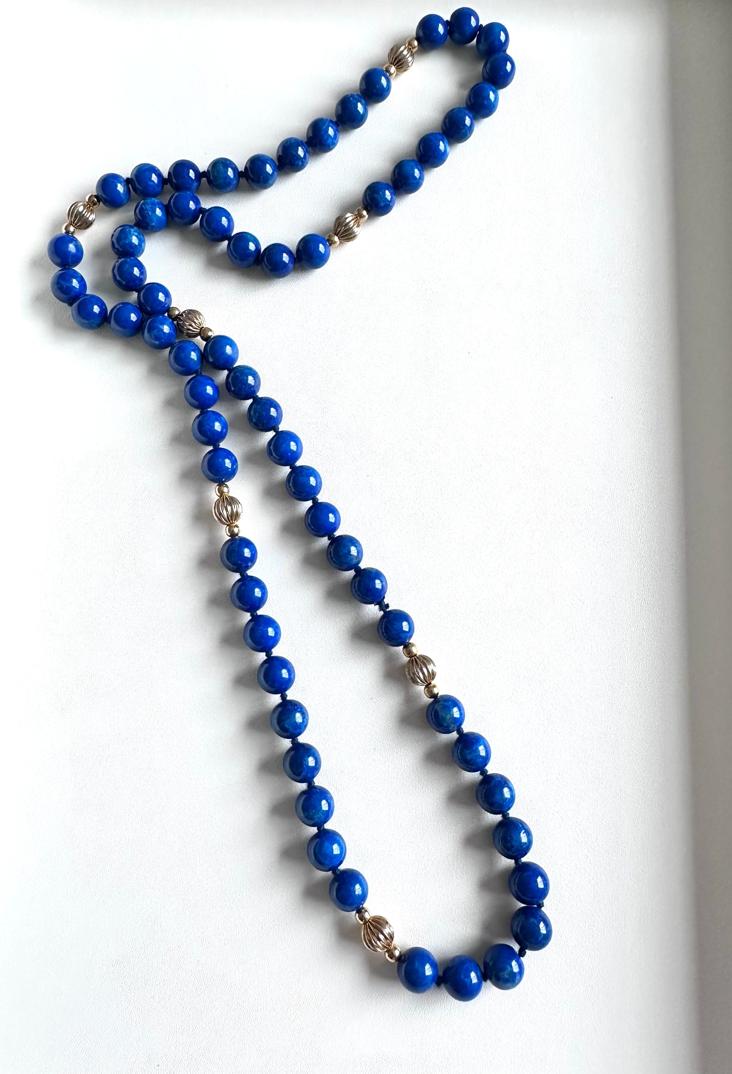 Vintage Lapis Lazuli 14K Gold Long Necklace 31” Length