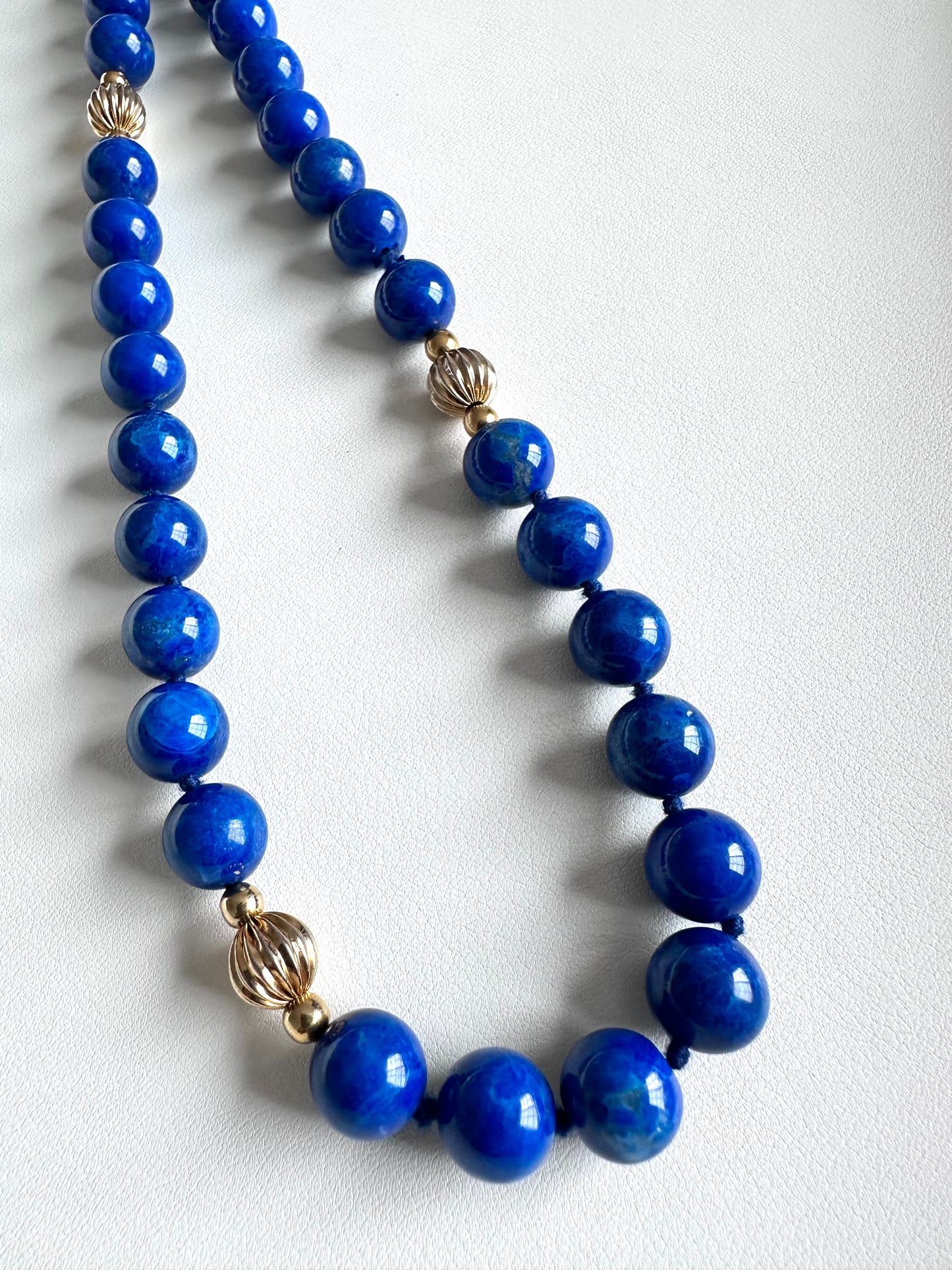 Vintage Lapis Lazuli 14K Gold Long Necklace 31” Length