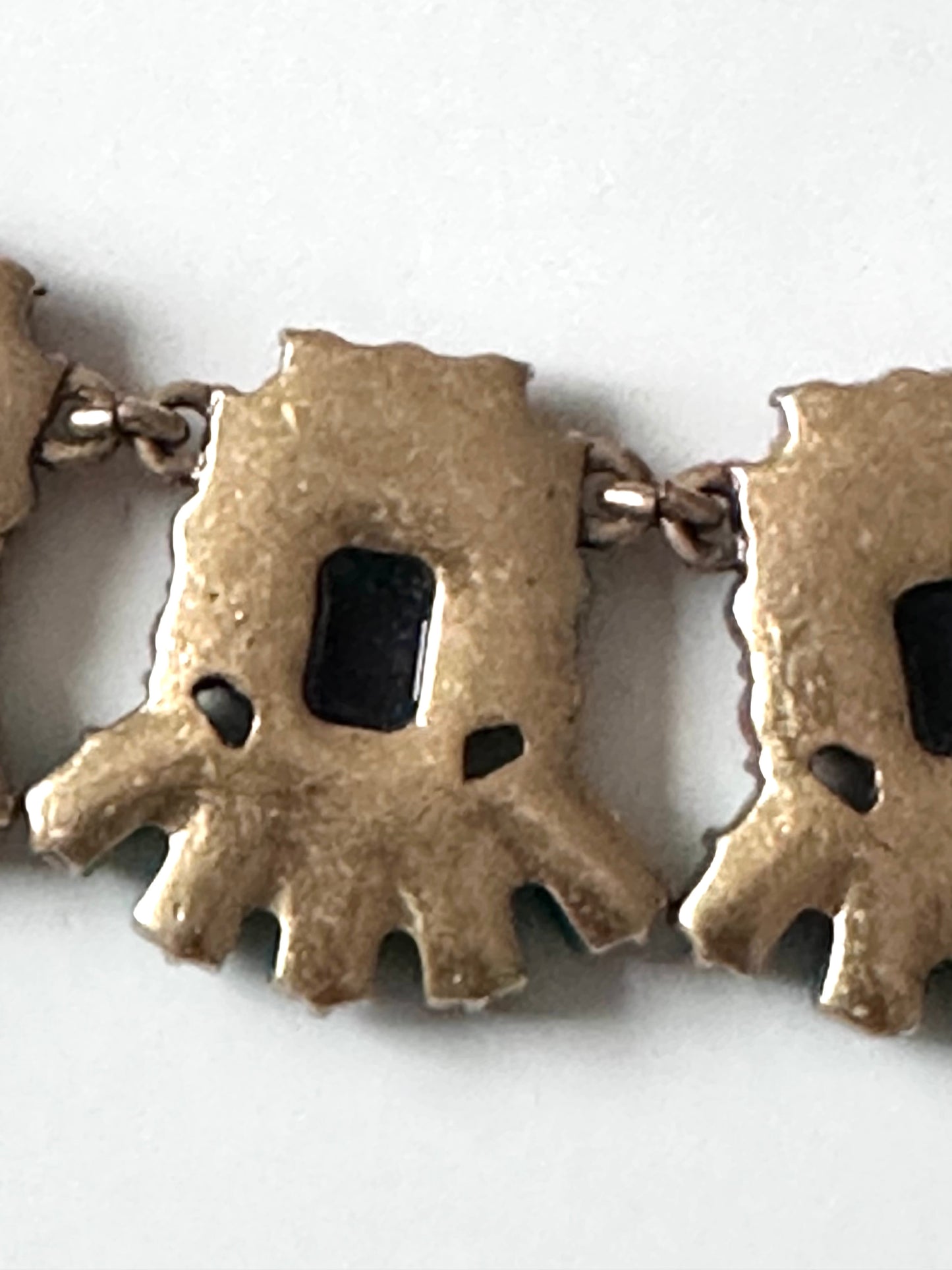 Vintage Gold Tone Blur and Grey rhinestone statement Necklace