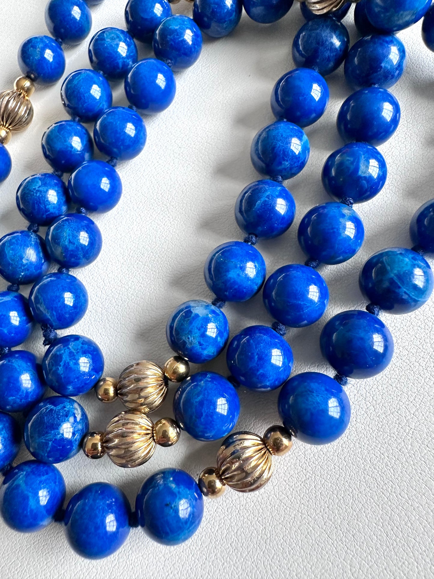 Vintage Lapis Lazuli 14K Gold Long Necklace 31” Length