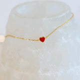 Tiny Red/Gold 18k Gold Heart Adjustable Bracelet