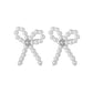 Tiny Pearl CZ Sterling Silver Bow Earrings