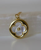 White Four Leaf Lucky Clover Mother of Pearl Gold Filled Necklace