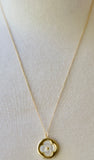 White Four Leaf Lucky Clover Mother of Pearl Gold Filled Necklace
