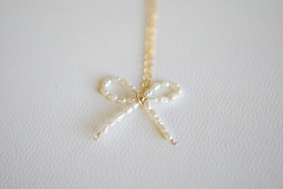 Pearl Bow Gold Filled Necklace