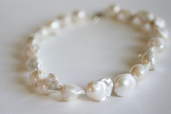 White Baroque Freshwater Pearl Necklace - 16 Inches