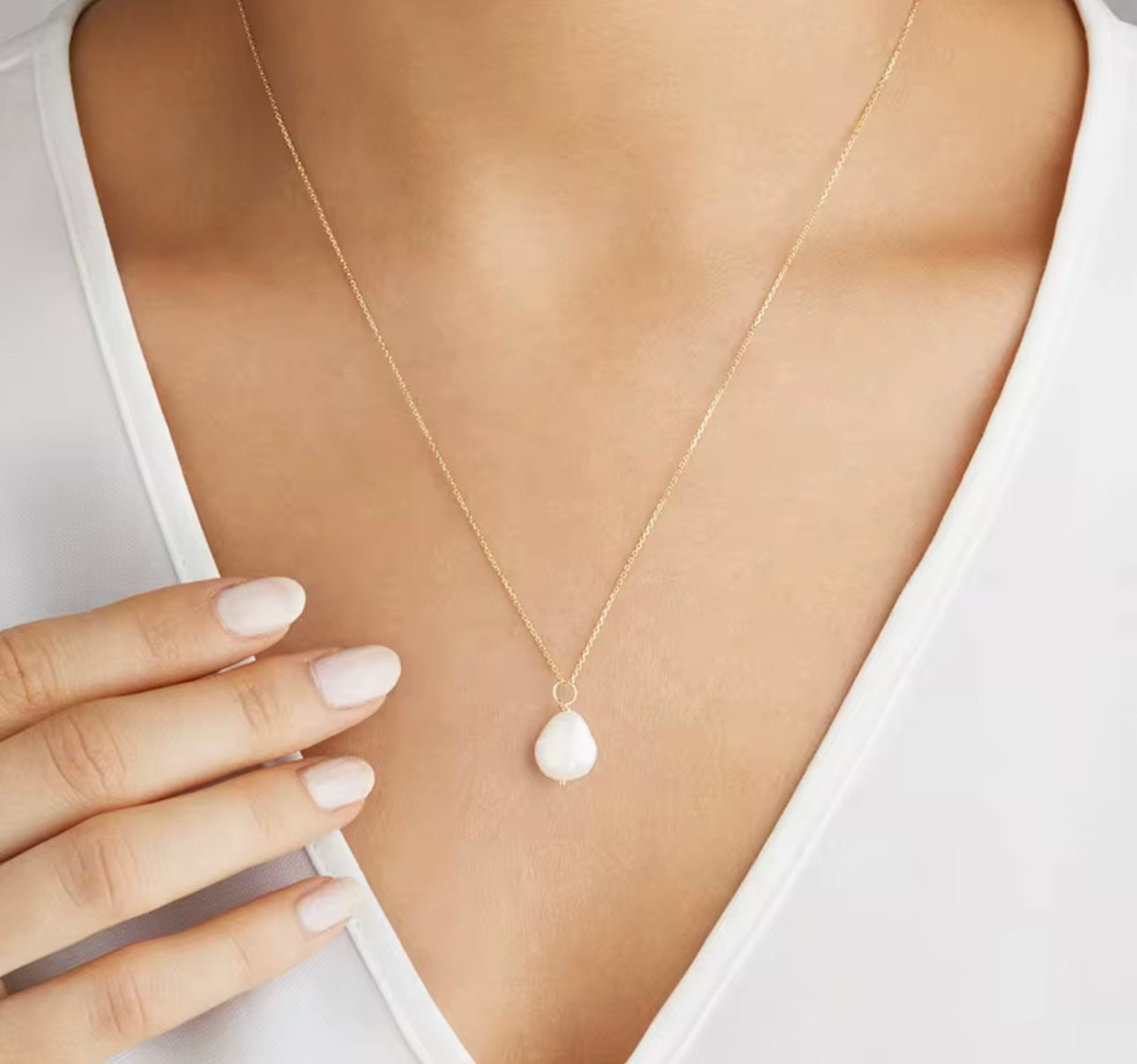 Small Baroque Pearl Adjustable Necklace
