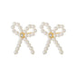 Tiny Pearl and CZ 18K Gold-Plated Bow Earrings