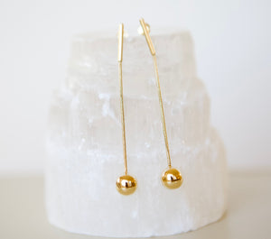 18K Gold Filled String and Ball Drop Earrings
