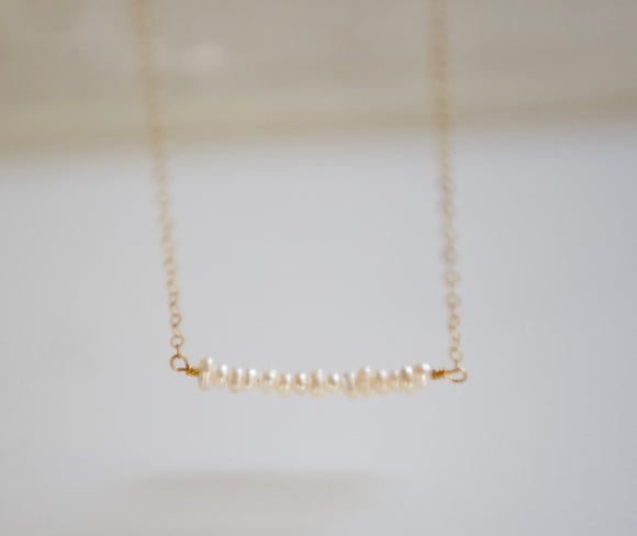 Tiny Pearl and Gold Bead Necklace