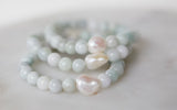 8mm Jade and Baroque Pearl Stretch Bracelet- 7 Inches Length