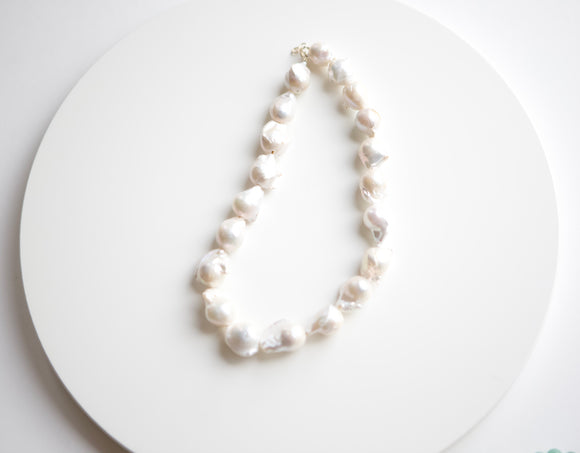 White Baroque Pearl Necklace - 16