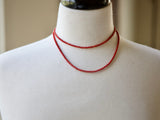 Tiny Red Coral Beaded Gold Filled Adjustable Necklace