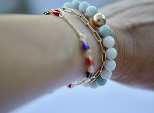 Jade Gemstone and Gold Fill Bracelet