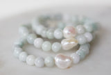8mm Jade and Baroque Pearl Stretch Bracelet- 7 Inches Length
