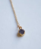 Grey Circle Druzy Pendant Gold Filled Necklace - 16" Length