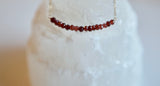 Red Garnet Gemstone Bar Gold Filled Necklace - 16" Length