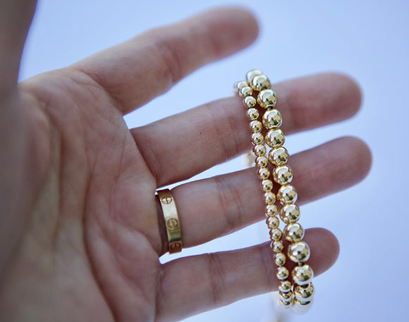 6mm 14K Gold Filled Beaded Adjustable Bracelet