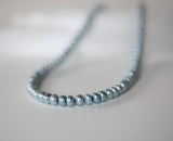 Blue Freshwater Pearl Adjustable Sterling Silver Necklace